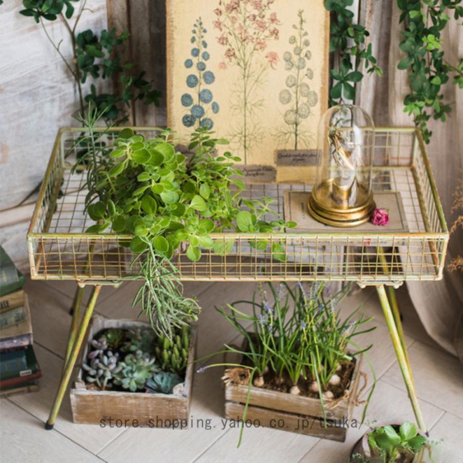 フラワースタンド アイアン 金属製グリーンプラントシェルフ