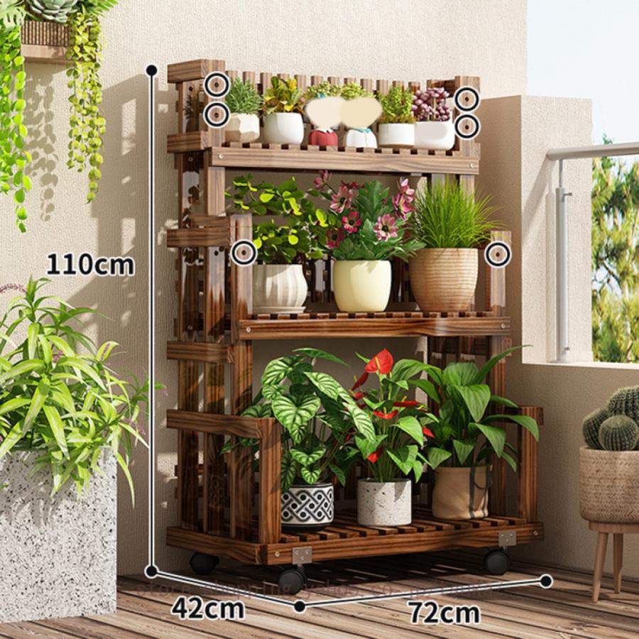 フラワースタンド 木製 ガーデンラック 3段 棚 鉢スタンド 多肉