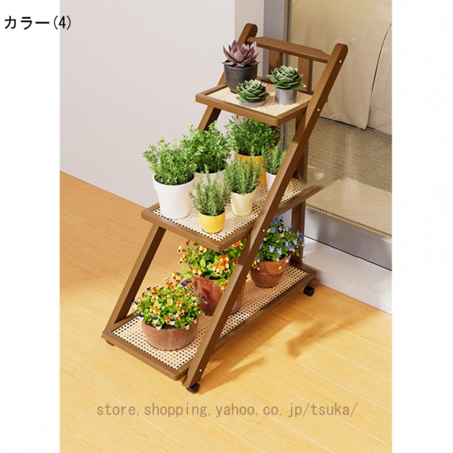 フラワースタンド 3段 キャスター付き 花台 室内 植物ラック