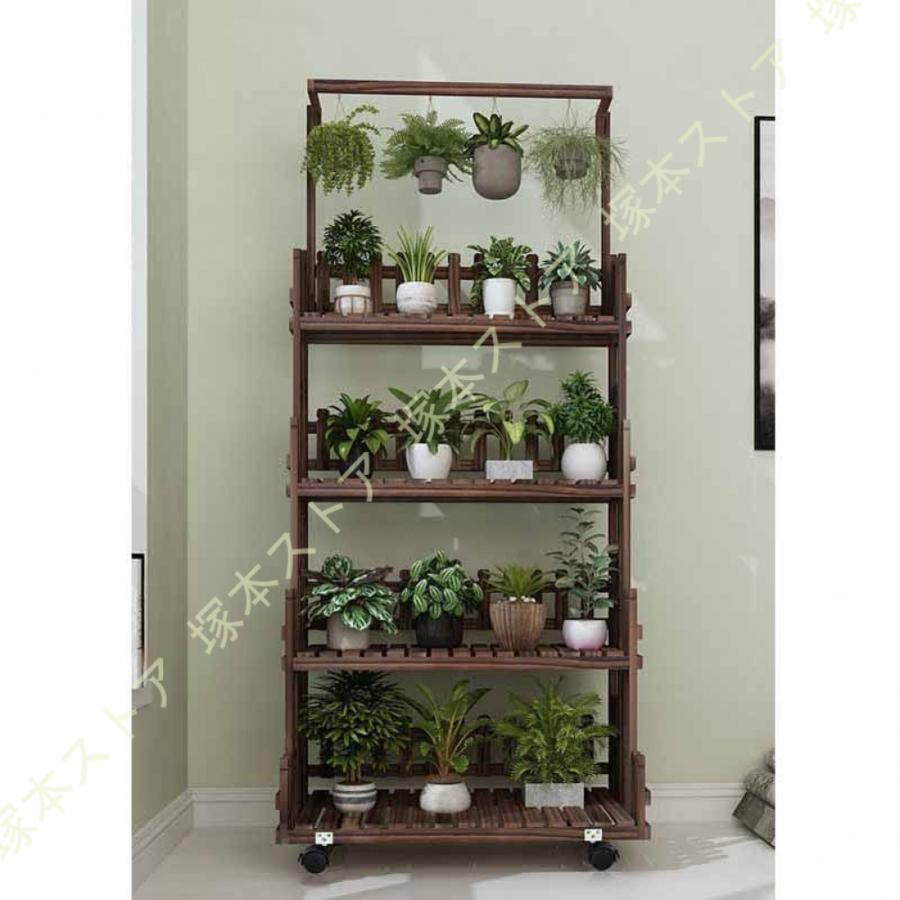 木製花屋台風プランターラック 新品未使用 フラワースタンド プランタースタンド 木製 4段 簡単組立 プランター