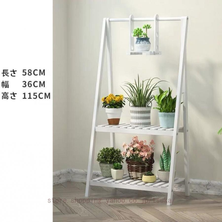 木製プラントスタンド ハンギングロッド 植木鉢棚 屋内 屋外 ガーデンテラス用 フラワーラック 収納 ディスプレイホルダー 自立棚 ガーデンラック_15