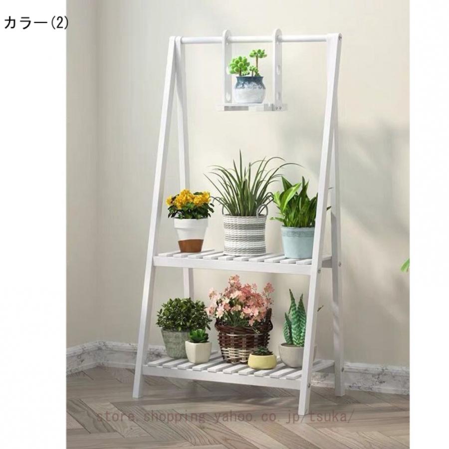 木製プラントスタンド ハンギングロッド 植木鉢棚 屋内 屋外 ガーデンテラス用 フラワーラック 収納 ディスプレイホルダー 自立棚 ガーデンラック_5
