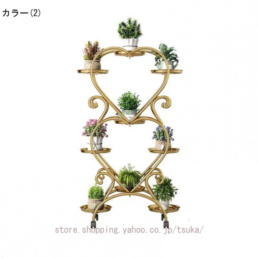 フラワースタンド フラワーラック ガーデンラック 花台 スチール キャスター付き 屋外 花植物棚 鉢スタンド インテリア 置物ラック 簡単組み立て サボテン_4