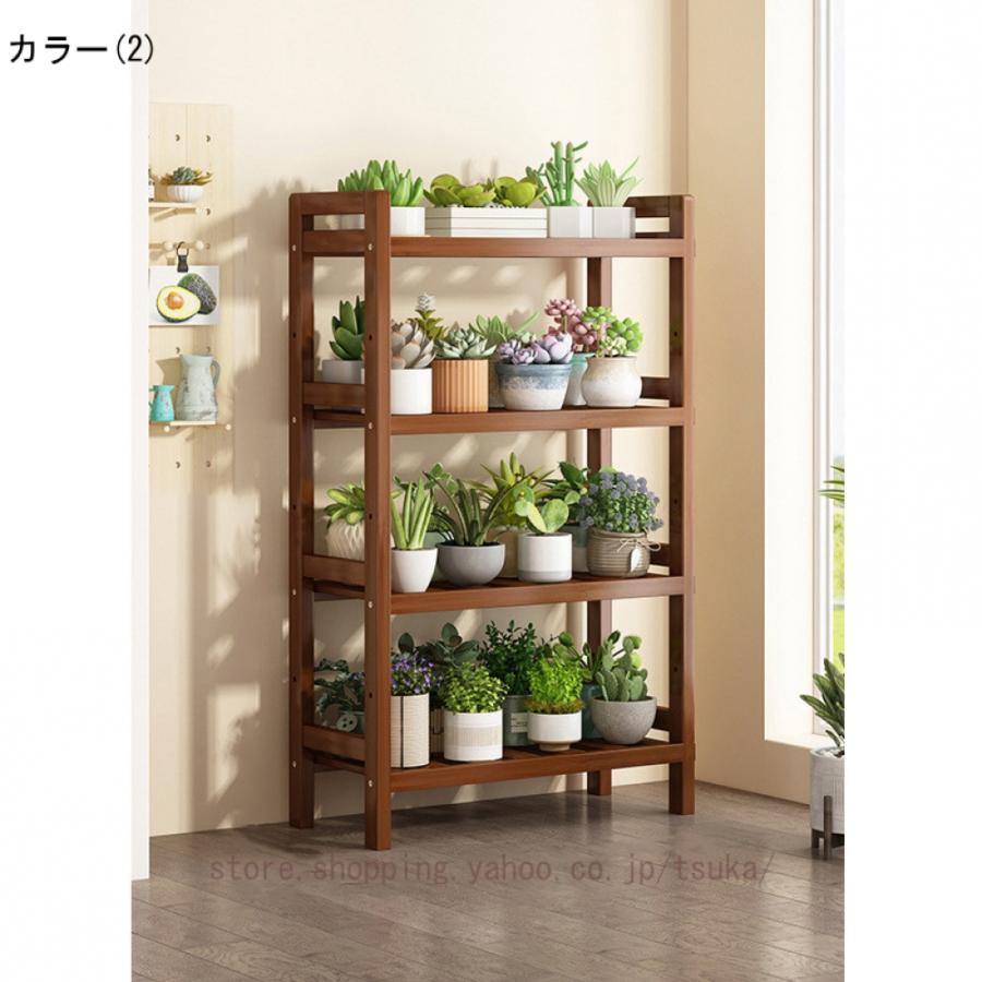 フラワースタンド 室内 屋外 ガーデンラック 4段 天然竹製 フラワー