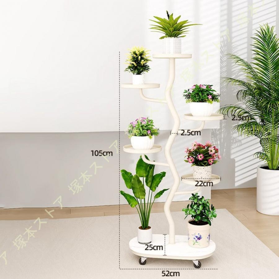 プランタースタンド 観葉植物 花台 鉄製 キャスター付き 室内 花棚 植木鉢置き 省スペース インテリア 植物ラック ポットスタンド 簡単組み立て 園芸ラック_7