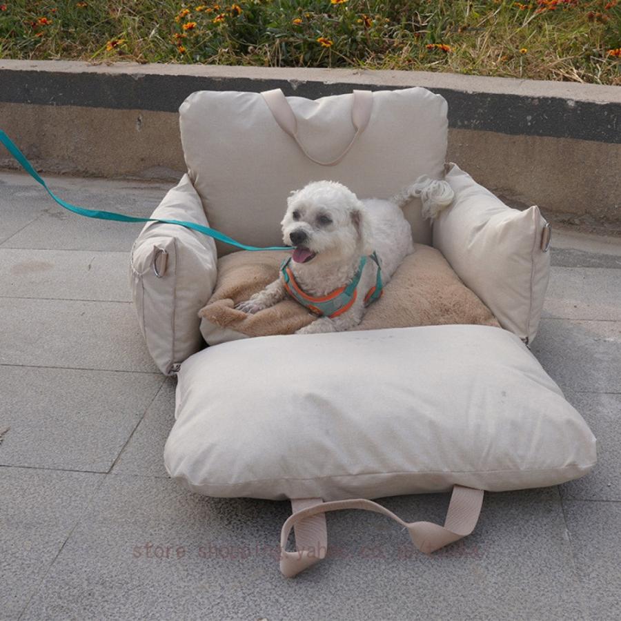 犬 お散歩 お出かけ カーシート ドライブ ボックス ベッド かわいい おしゃれ トイプードル 小型犬 中型犬 2WAYドライブペットベッドバッグ 車 シート ペットの画像