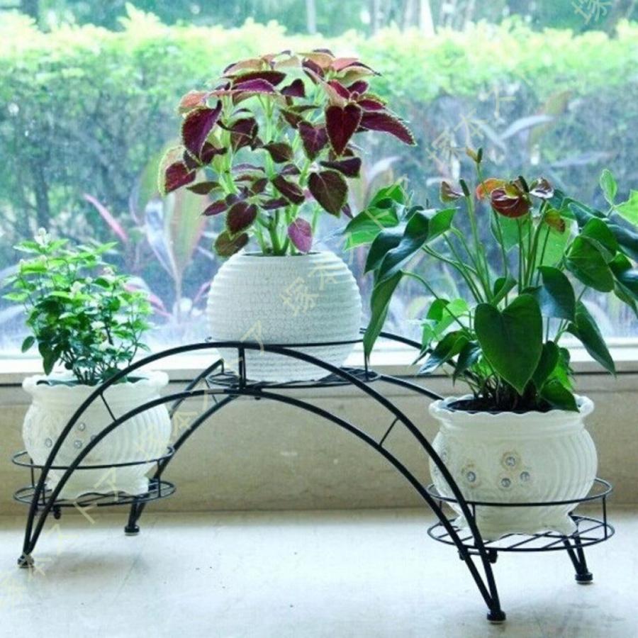 ワイヤーアーチ型花台 3ポット用 花置き棚 花台植物棚 プランター