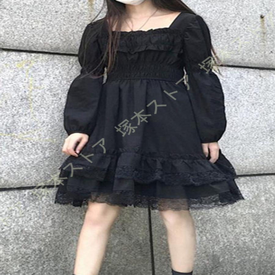 ボディライン　パフスリーブ　ブラウス　ロリータ　ゴシック　フリル　ブラック　M ロリータ レディース ブラウス 夏 姫袖 透け ラグジュアリー フリル