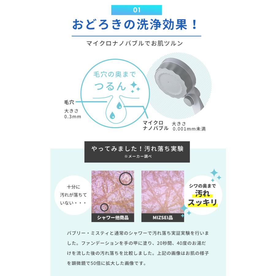 シャワーヘッド バブリーミスティ SH219-2T 美肌 水生活製作所 マイクロナノバブル ミスト シャワー 節水 保湿 敬老の日 | 水生活製作所 | 05