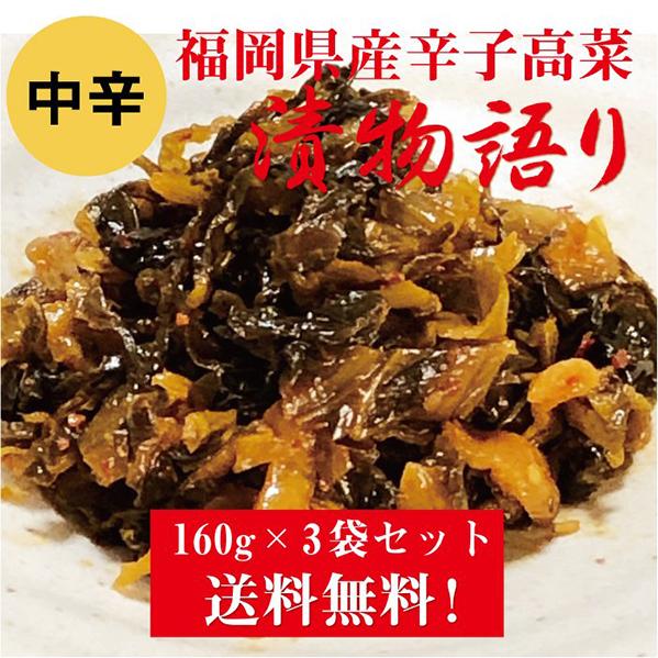 送料無料！イヌイの福岡県産辛子高菜「漬物語り」中辛3袋セット 160g×3袋セット | 