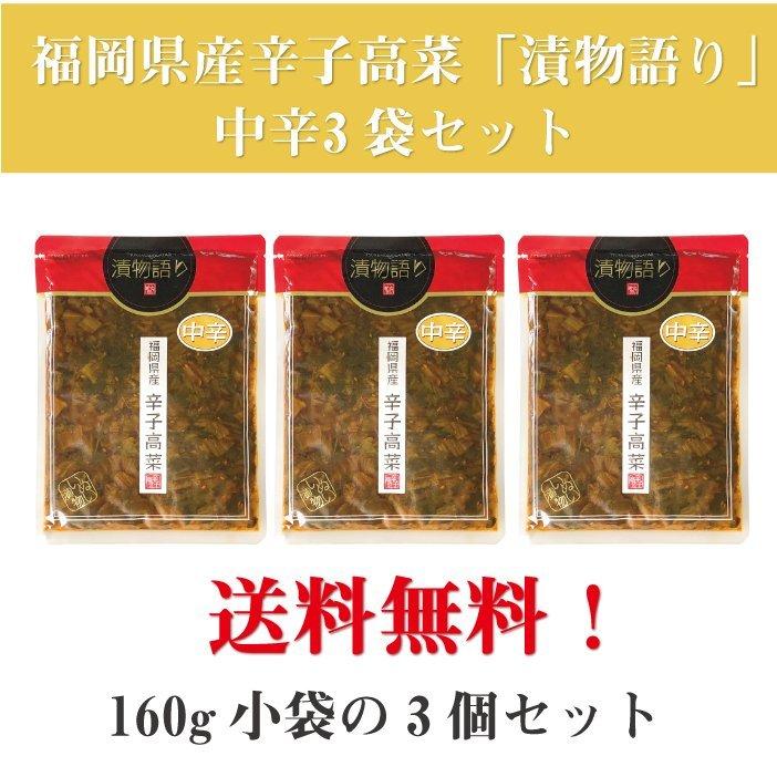 送料無料！イヌイの福岡県産辛子高菜「漬物語り」中辛3袋セット 160g×3袋セット |  | 01