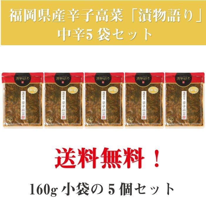 送料無料！イヌイの福岡県産辛子高菜「漬物語り」中辛5袋セット 160g×5袋セット |  | 01