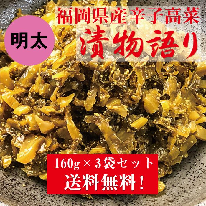 送料無料！イヌイの福岡県産辛子高菜「漬物語り」明太3袋セット 160g×3袋セット | 