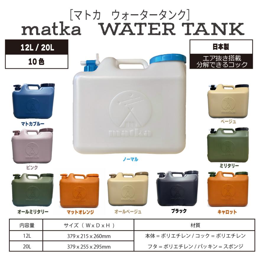 12L ウォータータンク ブラック 日本製 エア抜き内蔵 分解型コック口径