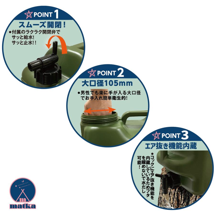 matka（マトカ）ウォータータンク 20L 2個セット ミリタリー色 【日本