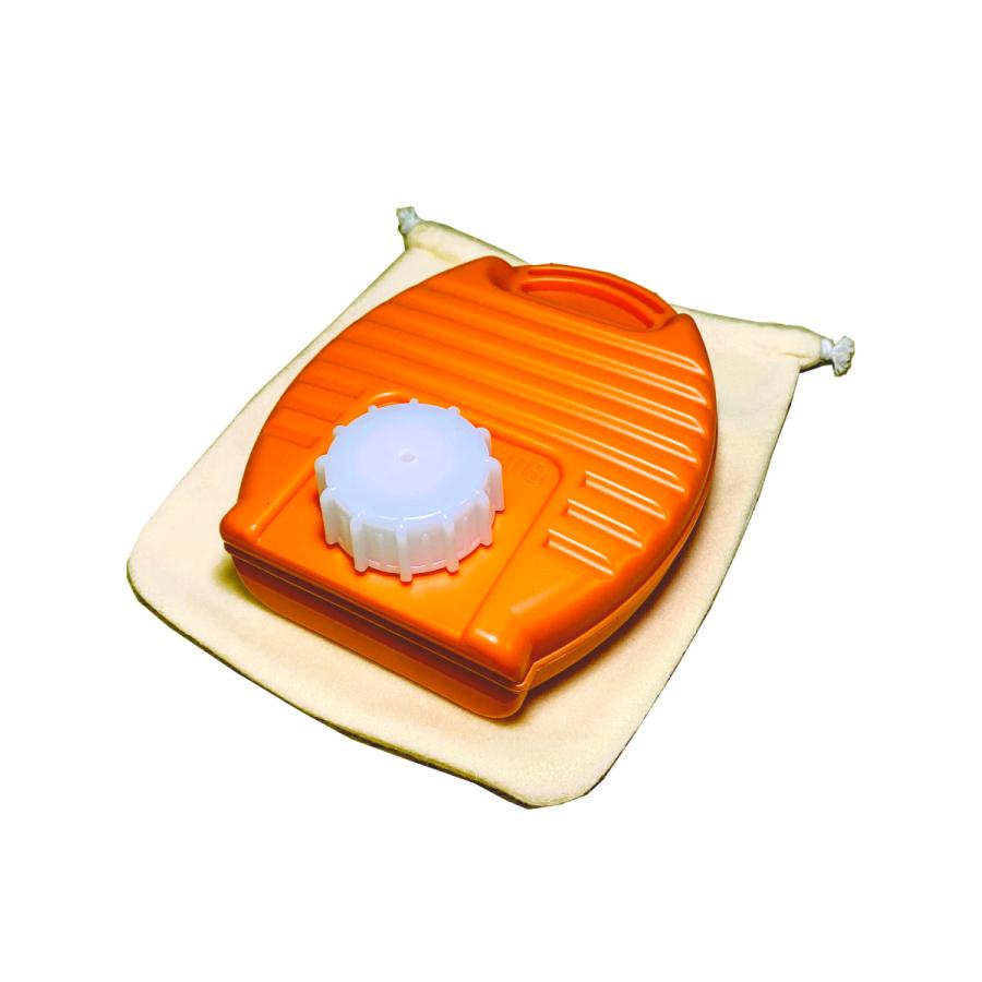 ゆたんぽ0.9L（カバー付）立てて排水！立てて収納！オレンジ色 日本製