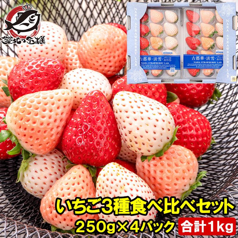 いちご 古都華 大粒 2Kg クール便 いちご3種食べ比べセット 250g×4パック 合計1kg 1箱 2パック 古都華