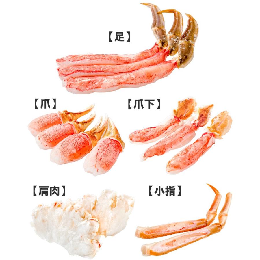 カット済み ズワイガニ ずわいがに セット 冷凍総重量約1.25kg 解凍時約 1kg かに鍋 かにしゃぶ お刺身 ポーション かに カニ 蟹 詰め合わせ｜tsukiji-ousama｜11