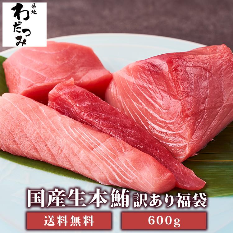 築地直送 国産生本マグロ 訳あり福袋セット トロ 赤身 計600g まぐろ