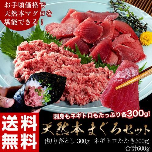 本まぐろ　本鮪　クロマグロ　＜送料無料＞本マグロ切り落とし＆ネギトロ　たたきセット　各300g　合計600g　※冷凍｜tsukijiichiba