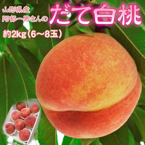 もも 桃 モモ 山形県産 阿部さんの だて白桃 6〜8玉 約2キロ 送料無料 常温 産地直送｜tsukijiichiba