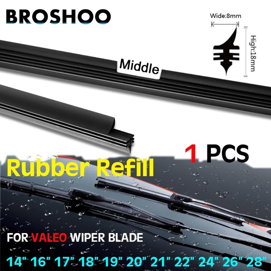 BROSHOO天然ゴムストリップ INSERT VALEOタイプワイパーブレード 詰め替え 14インチ 16インチ 17インチ 18インチ