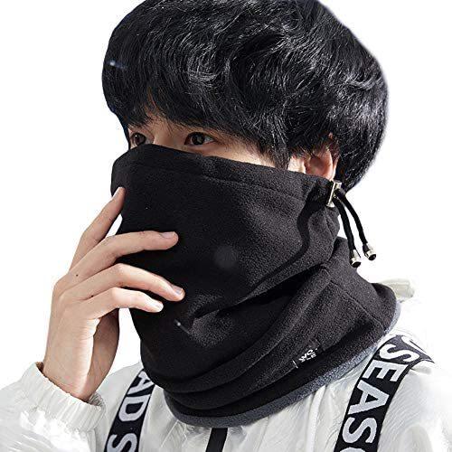 季節のおすすめ商品 財布 帽子 ファッション小物 ネックウォーマー ネックガード 冬 メンズ 暖かい 防寒防風 調節コードつき 伸縮性 保温 オシャレ 無地 ブラック Free Size Www Virginiawaldenford Com