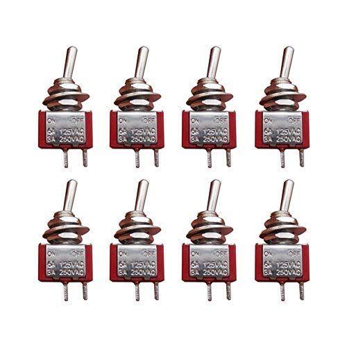 Mxuteuk 8個 2端子2ポジションspstミニチュアミニチュアトグルスイッチ車のダッシュボードオン オフ6a 250v 125v 限定タイムセール 3a