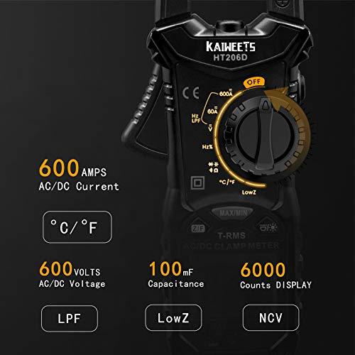 KAIWEETS 6000 カウント 自動レンジ クランプ メーター テスター AC|DC