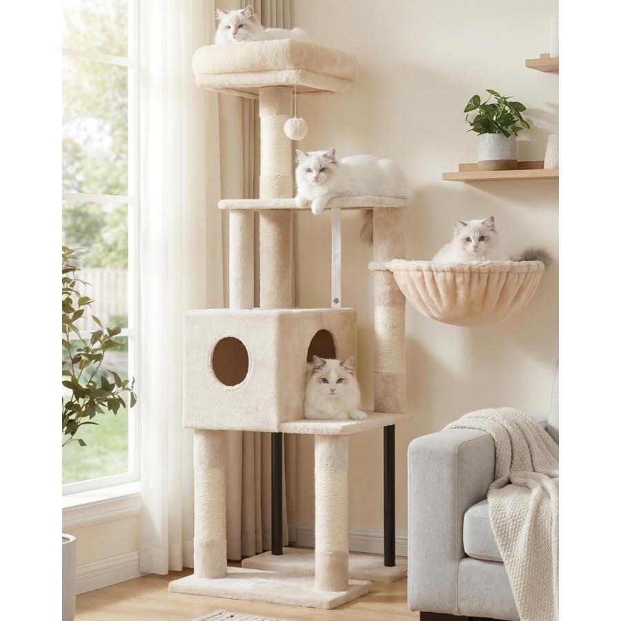 Heyblyキャットタワー 超スリム 高さ125cm 省スペース 猫タワー Heyblyキャットタワー 超スリム 高さ125cm 省スペース 猫タワー 高い