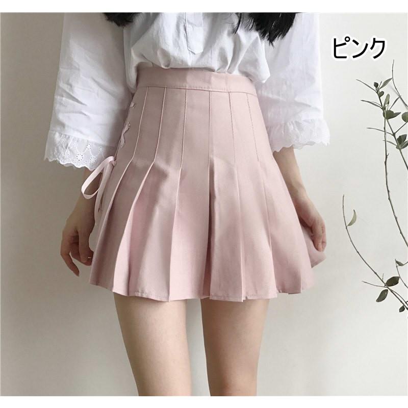 スカート ミニスカート ミニ丈 プリーツスカート サイドリボン かわいい 無地 ボトムス 春夏秋 Yar2523 月島 通販 Yahoo ショッピング