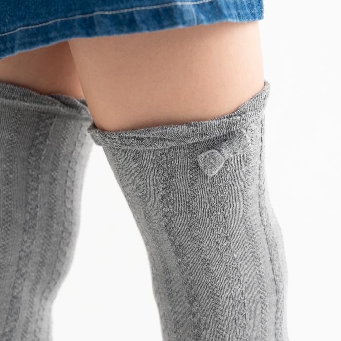 stample（スタンプル） リボンタック編み ニーハイソックス 2足組