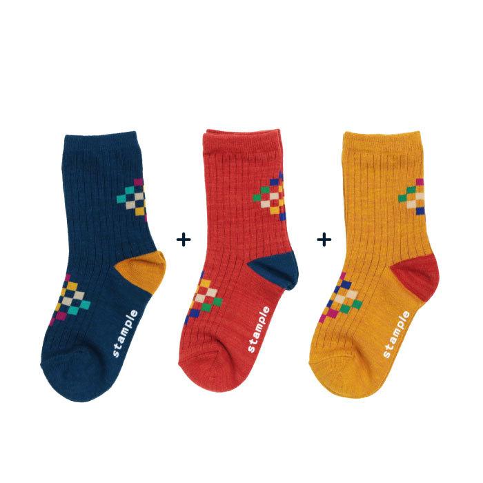 子供 ソックス 靴下 スタンプル キッズ おしゃれ ユニセックス 滑り止め 履きやすい 秋冬 スクエアチップクルーソックス 3足組 つきうさぎヤフー店 通販 Yahoo ショッピング