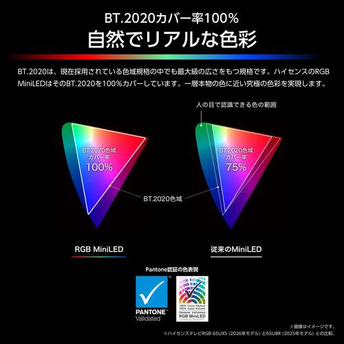 【無料長期保証】ハイセンス RGB85UXS 85V型 RGB MiniLED 4K液晶テレビ Hi-View AIエンジン RGB搭載 地上デジ・BS 4K・110 度CS 4Kチューナー内蔵_6
