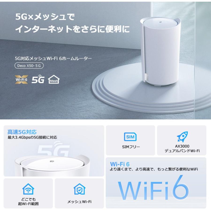 ティーピーリンクジャパン SIM フリー 5G対応Wi-Fi6メッシュルーター