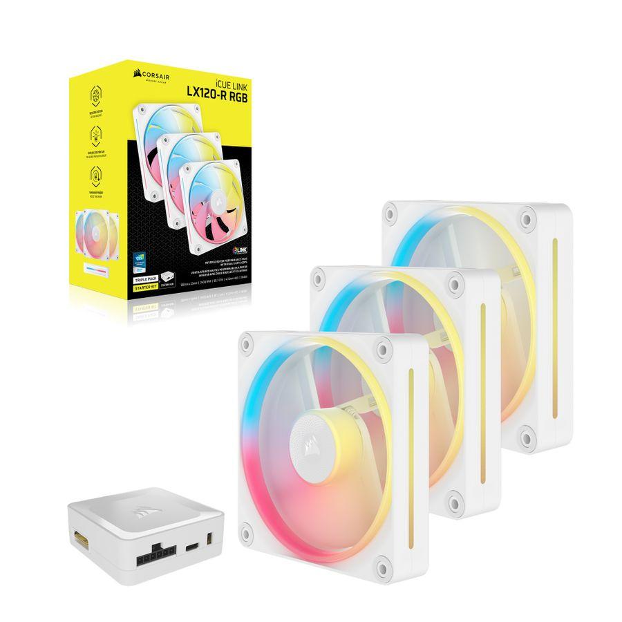 iCUE LINK LX120-R RGB WHITE Triple Reverse Fans Starter Kit CO