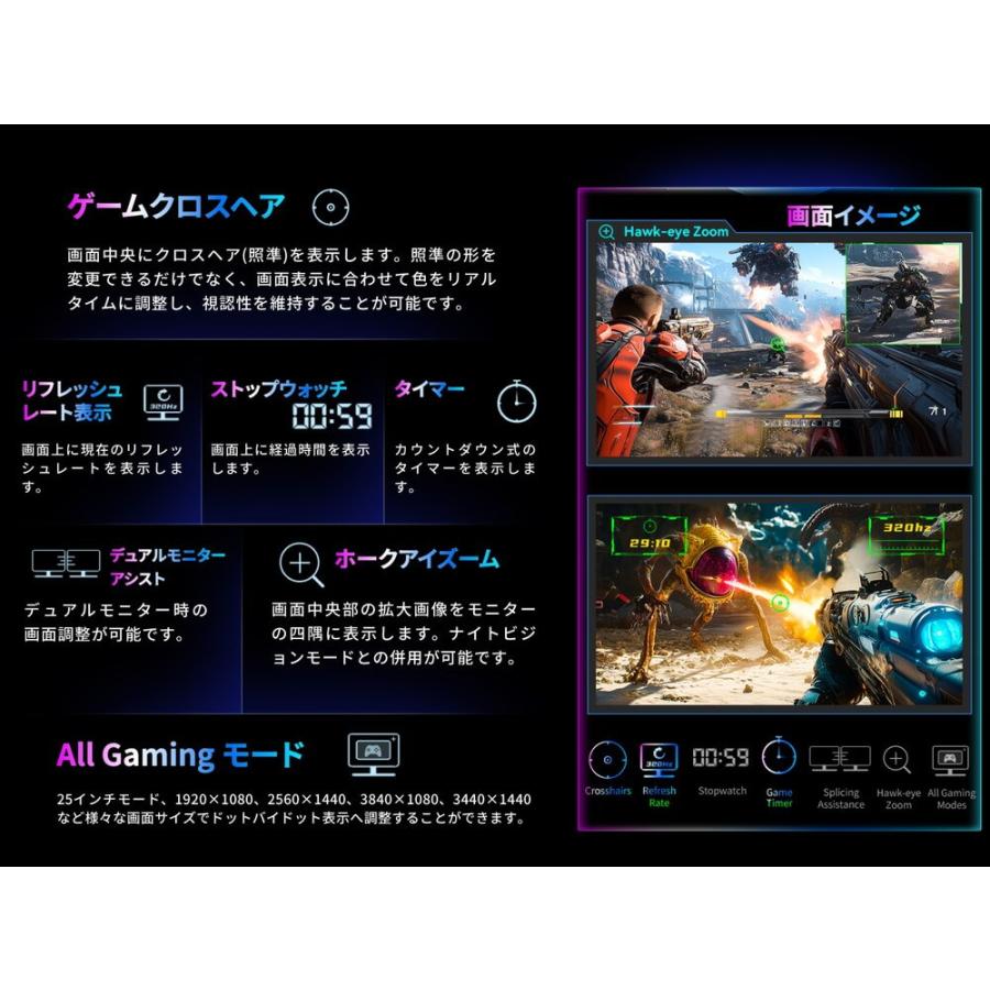 P2710V-QD 27インチ ゲーミングモニター 4K 160Hz/FHD 320Hz 1ms(GTG