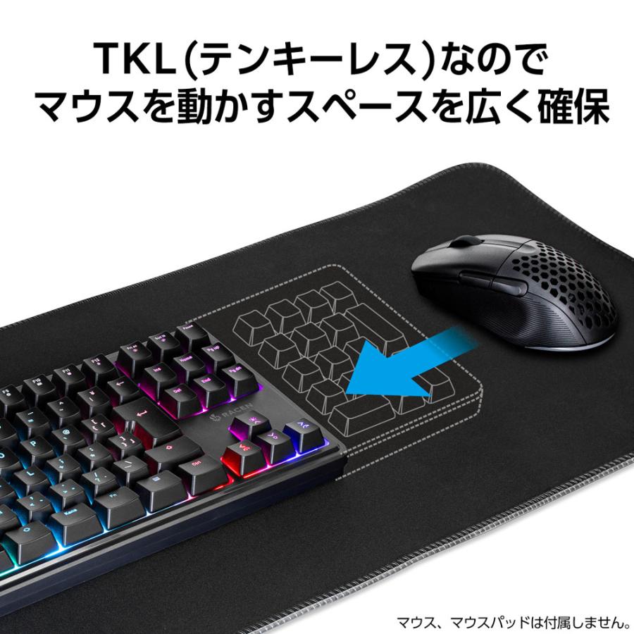 RACEN CRC-GMBKRGB02 有線 日本語配列テンキーレス メンブレン