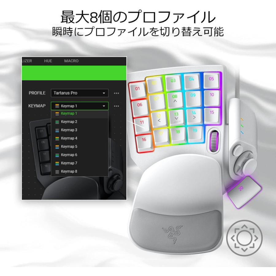 Tartarus Pro Mercury White 左手用ゲーミングキーパッド アナログ