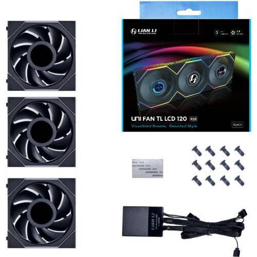 LIANLI UNI FAN TL LCD120 3個パック UNI FAN TL LCD 120 BK 3PACK UF-TL120-LCD-3B : ツクモ パソコン