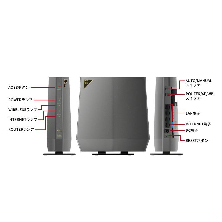 AirStation WSR-5400XE6 (チタニウムグレー) [無線LAN親機/Wi-Fi 6(11ax)対応/2401Mbps + 2401Mbps + 573Mbps]｜tsukumo-y｜09