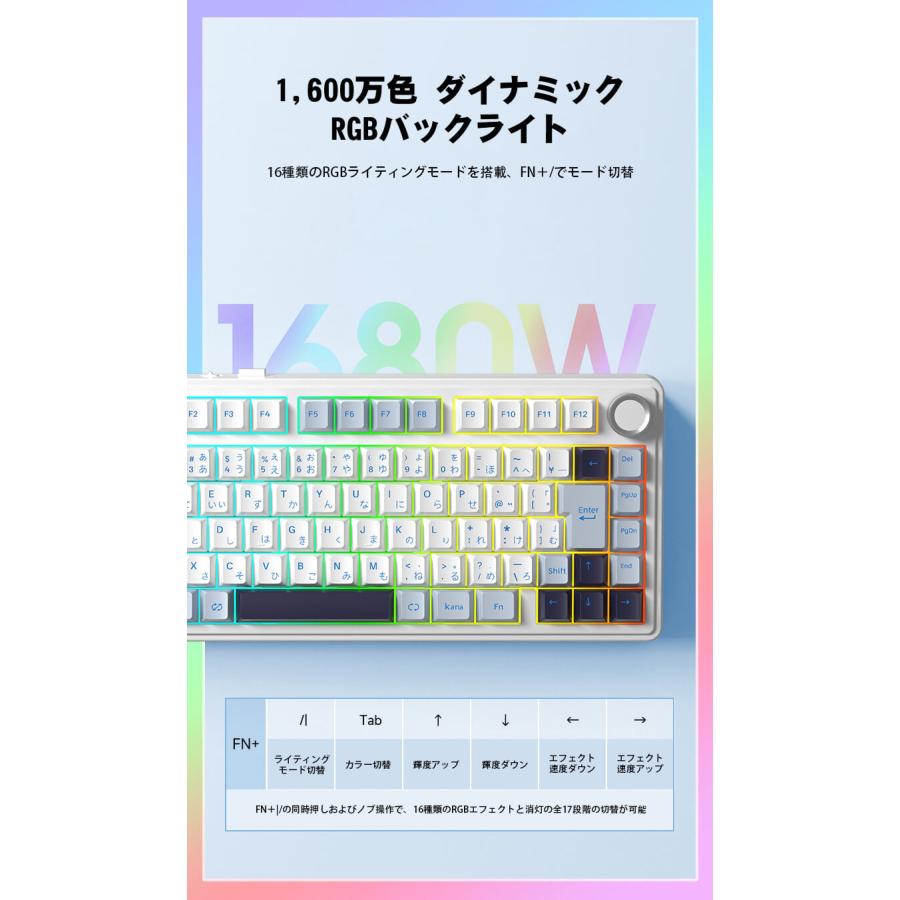 F75J-SV-WO 有線/USB無線/Bluetooth対応 日本語配列テンキーレス(75