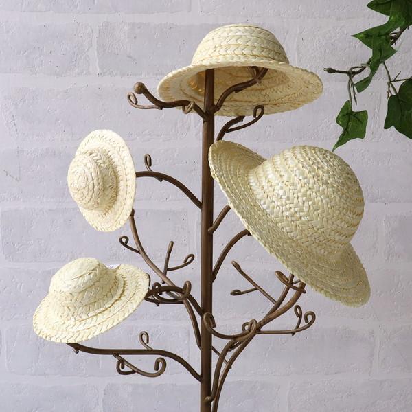 アンティーク　ミニチュア　麦わら帽子 モチーフが選べる！ミニチュア麦わら帽子(茶) ペット服