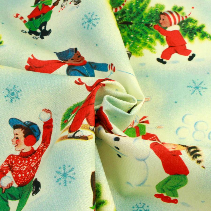 生地 輸入生地 USAプリント アンティークキッズクリスマス遊ぶ子ども 