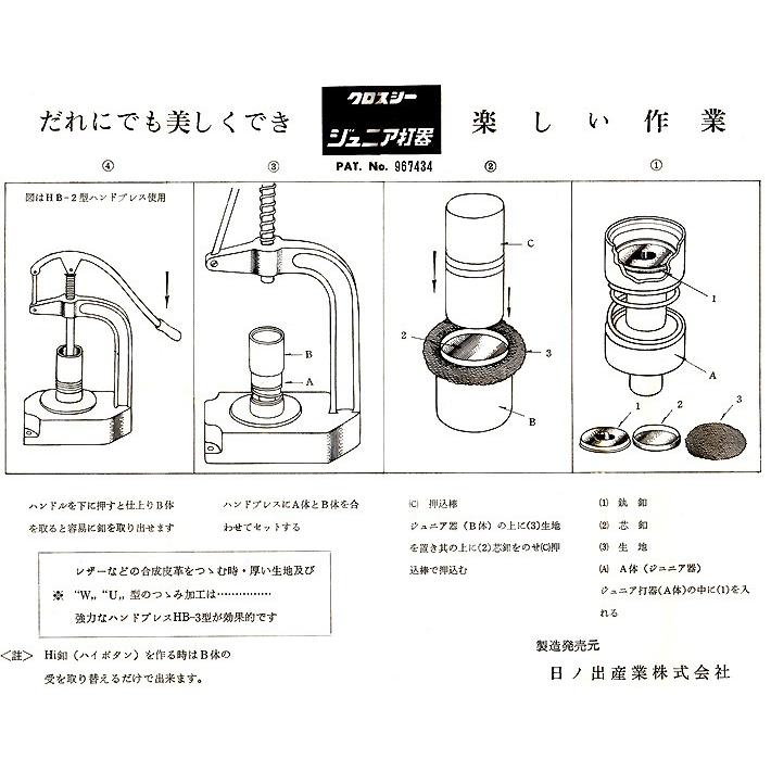 クロスシー ハンドプレス機 ツツミボタン用 お取寄｜tsukurutanosimi｜02