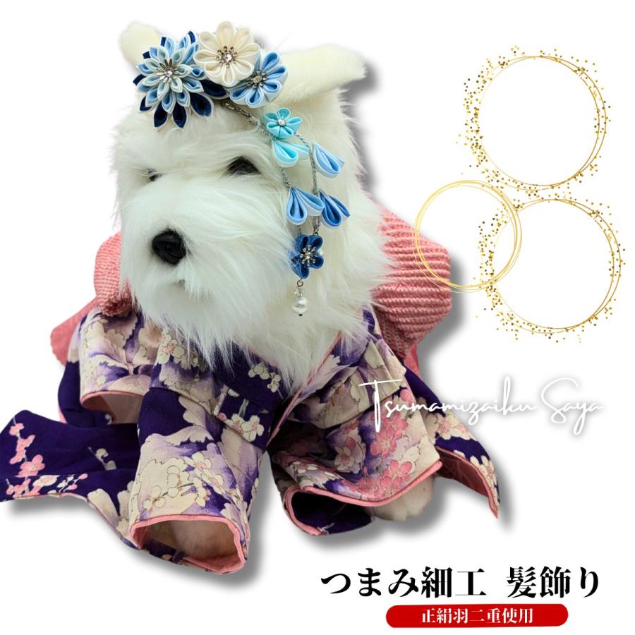YUN　犬用髪飾りバレッタ　つまみ細工 犬用 ペット用 アクセサリー バレッタ 和装 着物 七五三飾り 誕生日