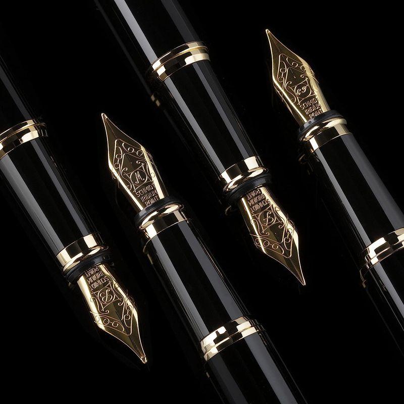 Scriveiner 最高級 プレミアム 万年筆（黒）魅力的な美しさ 24K金
