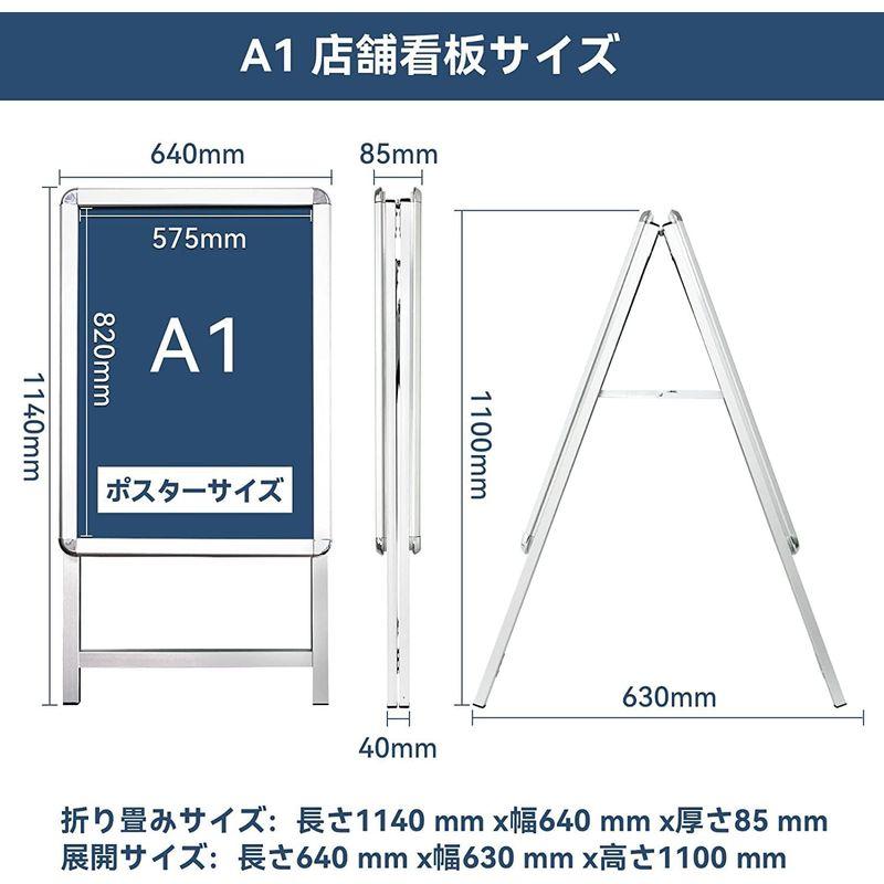 VAIIGO　A型看板　A1　両面　立て看板　折りたたみ式　スタンドボード　掲示板　ポスターパネルスタンド　イベン　案内板　メニュースタンド