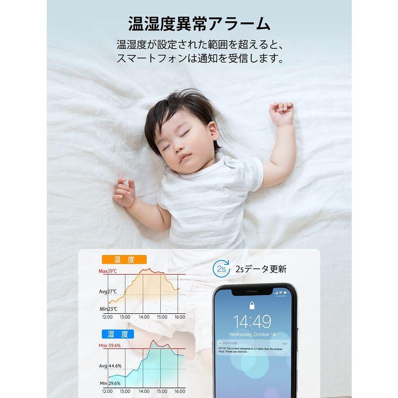 Govee WiFi 温度計 湿度計 高精度 ワイヤレス デジタル温湿度計 スマホで温湿度管理 アラート通知機能付き(通知音ない) データの｜tsumugu-dou｜05