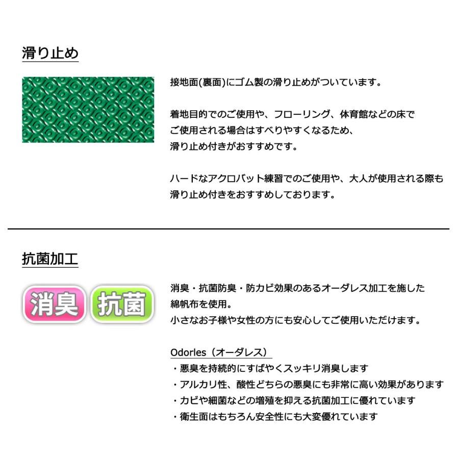 体操マット 学校 マット運動 滑り止め付 消臭 抗菌 体育用マット 8511T 9号 90×180×厚5 日本製 SGマーク付の画像